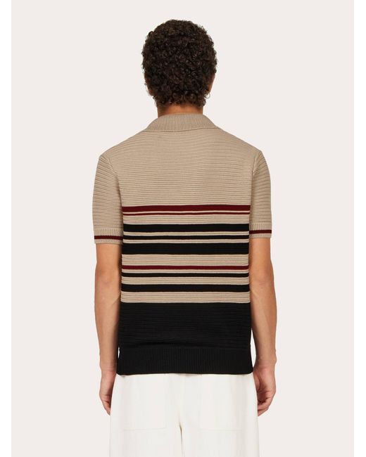 Ferragamo Black Cotton Knit Polo Shirt for men