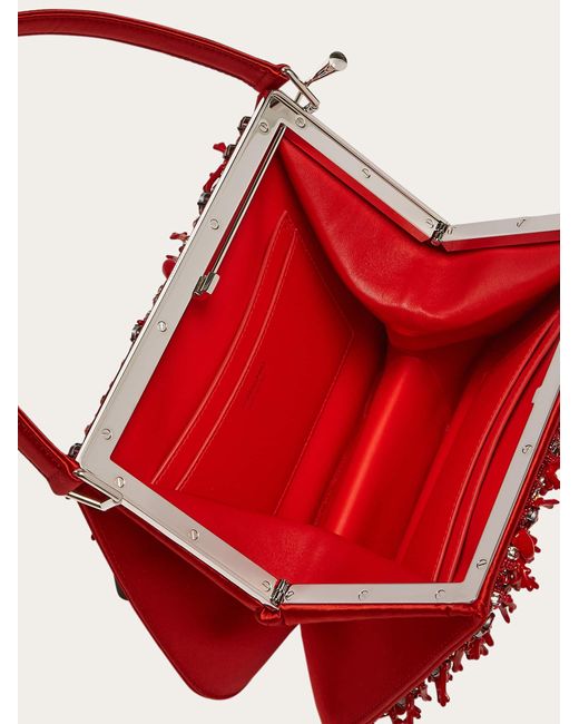 Ferragamo Red Framed Bejeweled Handbag