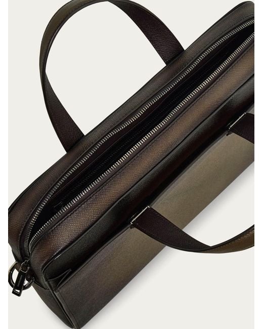 Ferragamo Black Gancini Briefcase for men