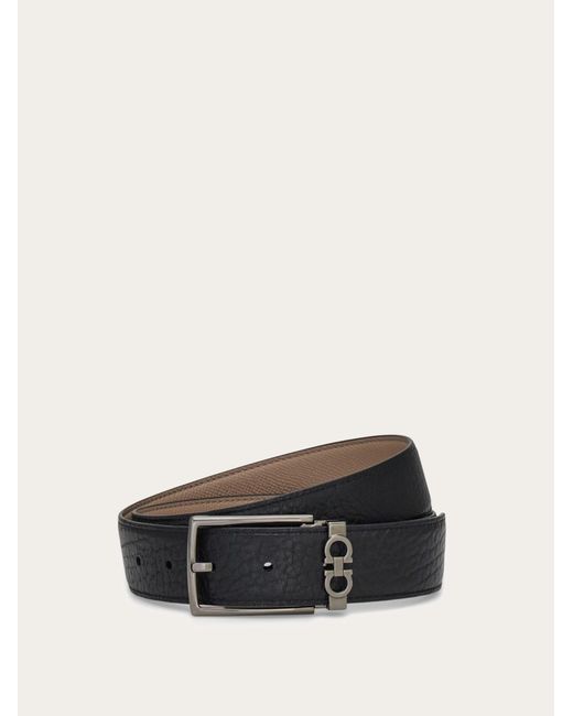 Ferragamo Natural Reversible And Adjustable Belt With Rectangular Buckle for men