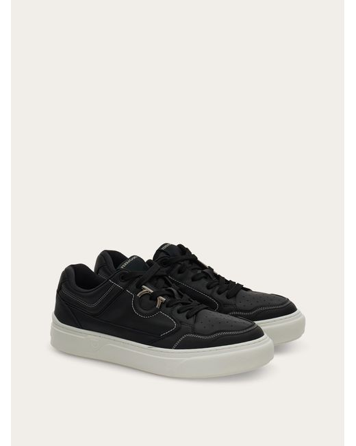 Ferragamo White Gancini Sneaker for men