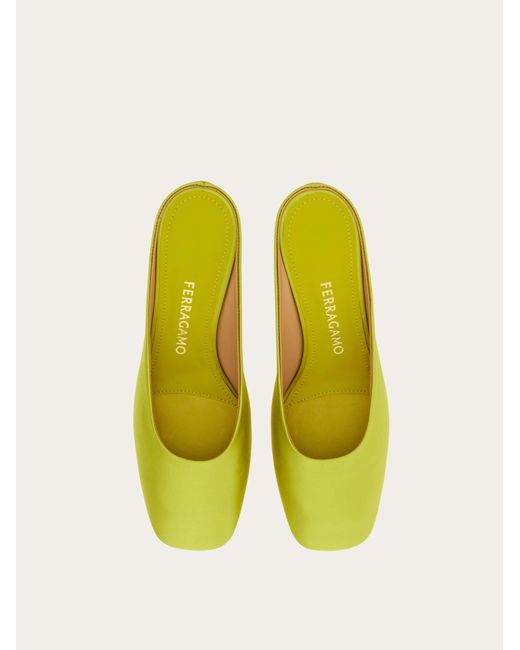 Ferragamo Yellow S-Shaped Heel Mule .5