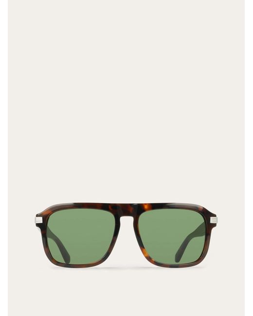 Ferragamo Green Rectangular Frame Sunglasses for men