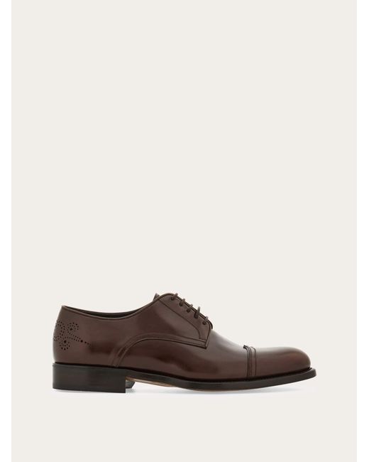 Ferragamo Brown Oxford With Perforated Detailing for men