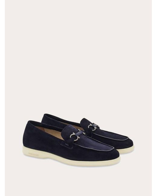 Ferragamo Blue Casual Loafer With Gancini Ornament for men