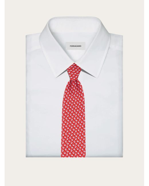 Ferragamo Red Love Print Silk Tie for men
