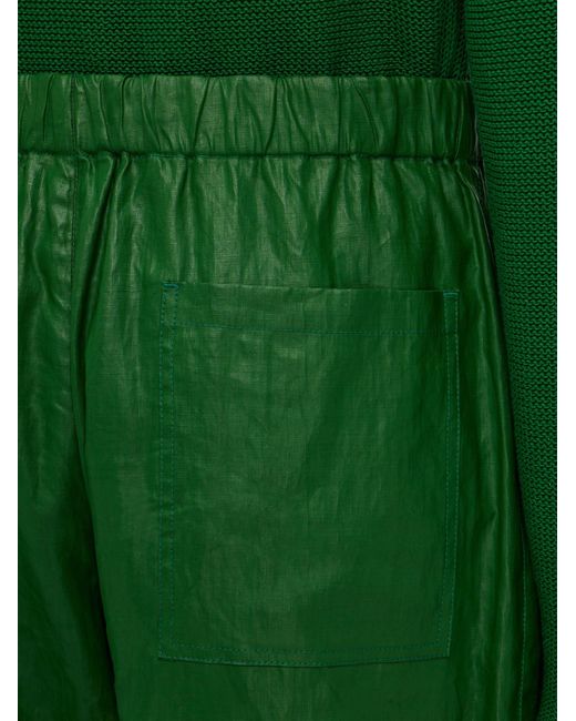Ferragamo Green Drawstring Linen Trouser With Applied Pockets for men