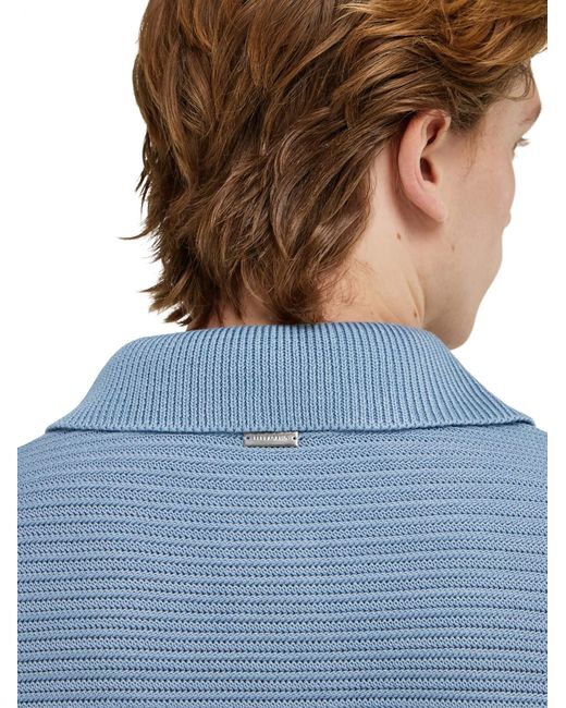 Ferragamo Blue Cotton Knit Polo Shirt for men