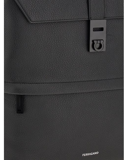 Ferragamo Black Backpack With Hug Buckle for men