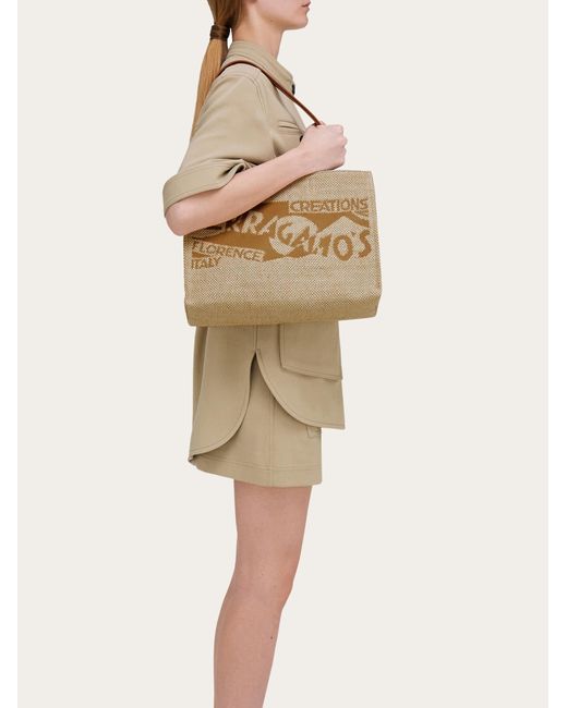 Ferragamo Natural Tote Bag With Logo (L)