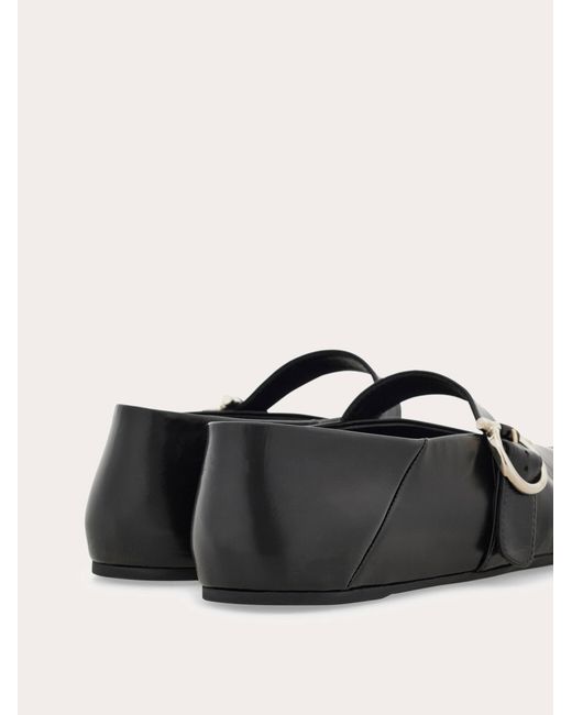 Ferragamo White Gancini Buckle Ballet Flat