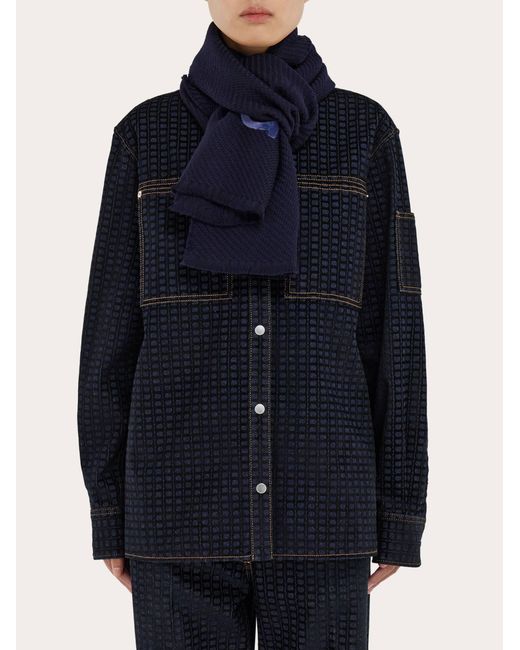 Ferragamo Blue Jacquard Scarf