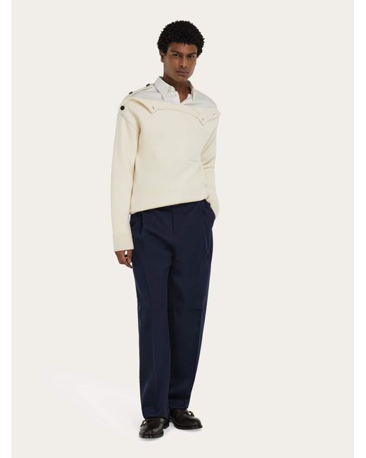 Ferragamo Blue Tailored Trousers With Button Detail for men