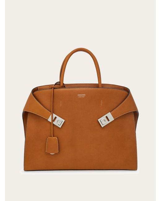 Ferragamo Brown Hug Briefcase for men