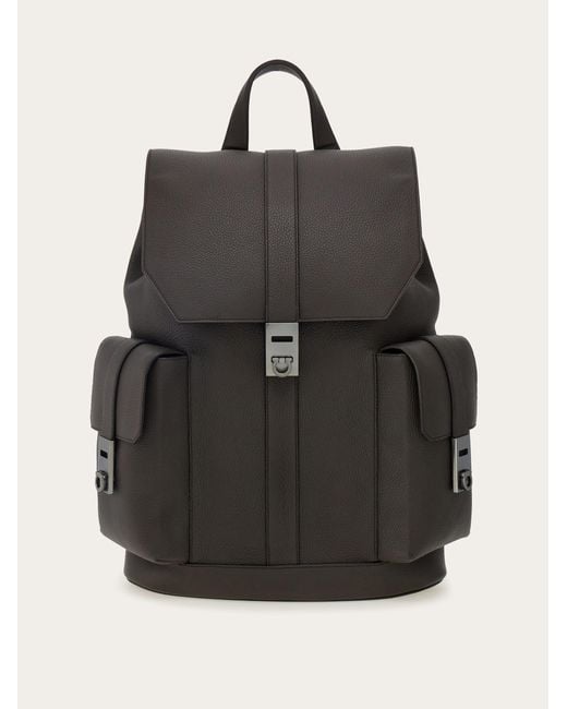 Hommes Sac À Dos Double Poche Brun Ferragamo pour homme en coloris Black