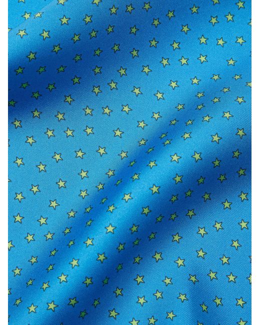 Ferragamo Blue Star Print Pocket Square for men