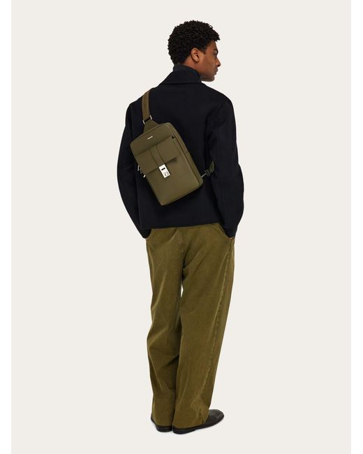 Ferragamo Green Hug Buckle Sling Bag for men