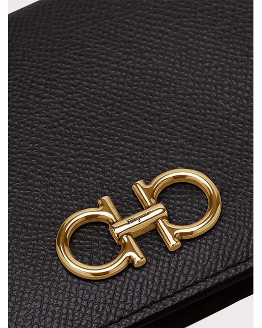 Ferragamo Black Ferragamo Gancini Leather Compact French Wallet