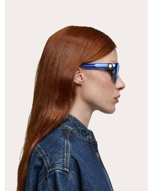 Ferragamo Blue Rectangular Frame Sunglasses