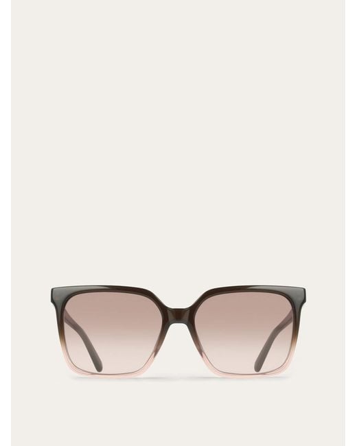 Ferragamo Natural Rectangular Frame Sunglasses