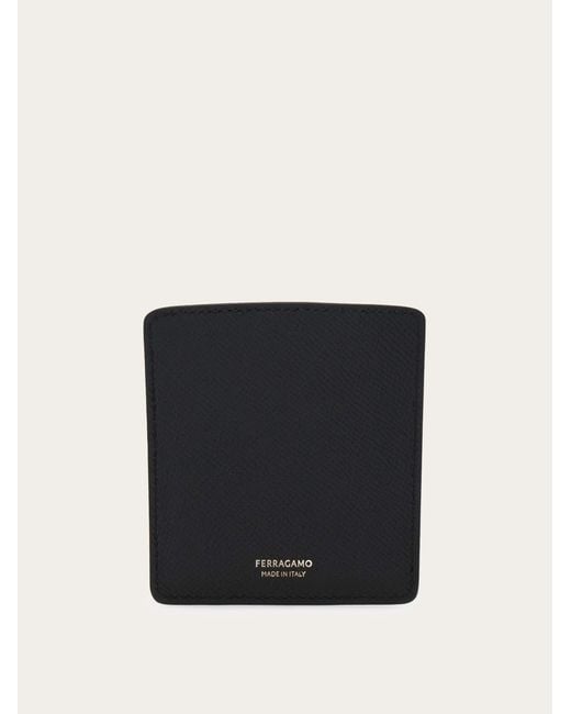 Ferragamo Black Micro Gancini Business Card Holder for men