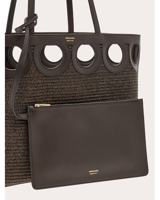 Ferragamo Black Gancini Outline Tote Bag (M)