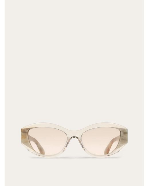 Ferragamo Natural Oval Frame Sunglasses