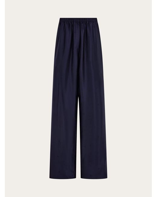 Ferragamo Blue Silk Trouser