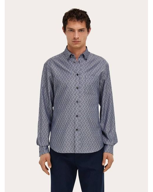 Ferragamo Blue Monogram Shirt for men