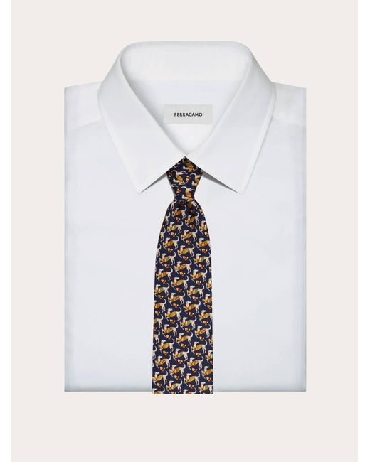Ferragamo Multicolor Hounds Print Silk Tie for men