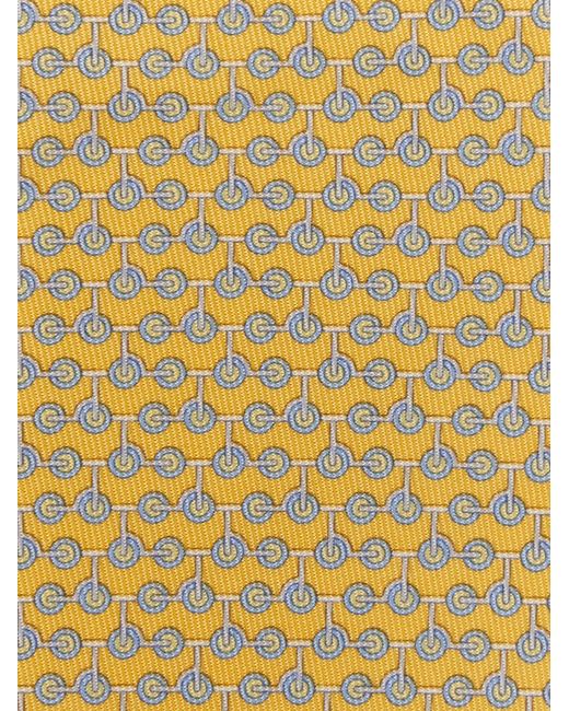 Ferragamo Yellow Kick Scooter Print Silk Tie for men