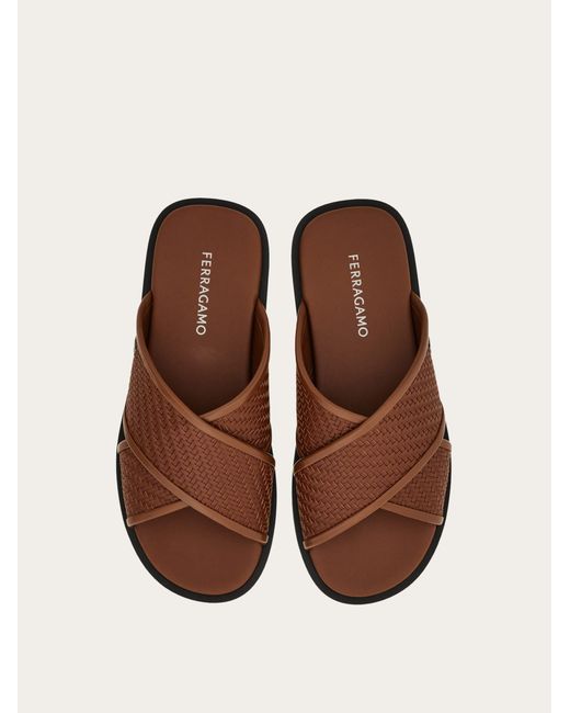Ferragamo Brown Gancini Ornament Sandal for men