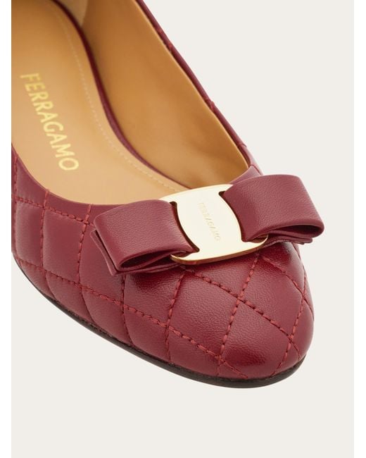 Ferragamo Red Quilted Varina Ballet Flat .5