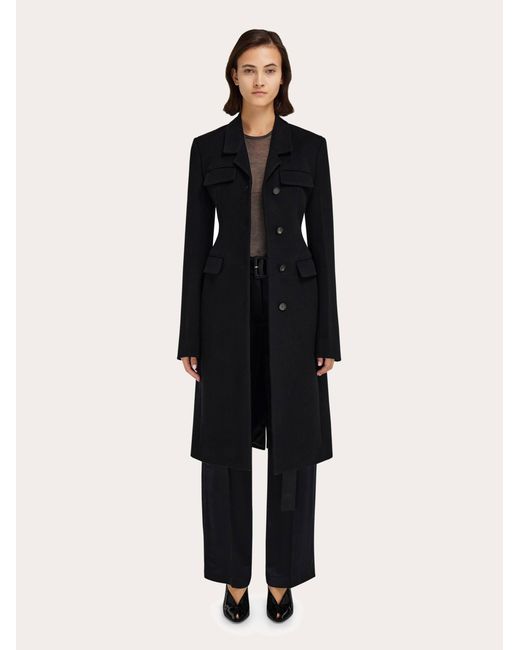 Ferragamo Blue Fitted Single Breasted Coat