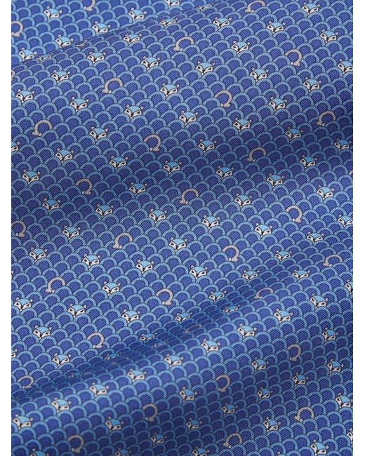 Ferragamo Blue Fox Print Pocket Square for men