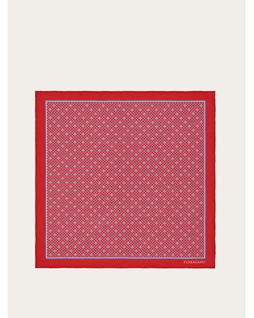Ferragamo Red Fox Print Pocket Square for men