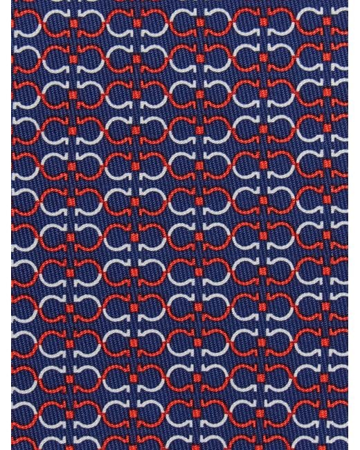 Ferragamo Purple Gancini Print Silk Tie for men