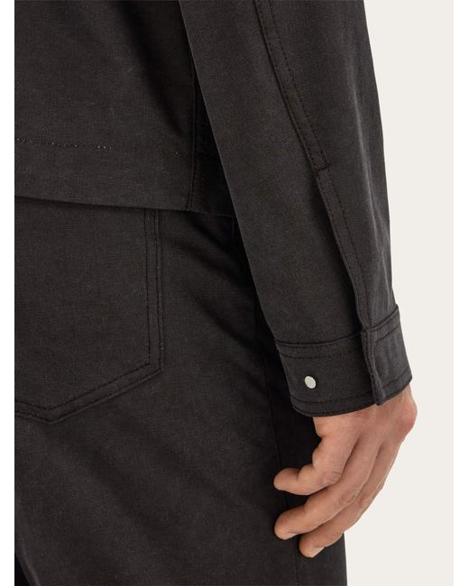 Ferragamo Black Washed Canvas Blouson for men