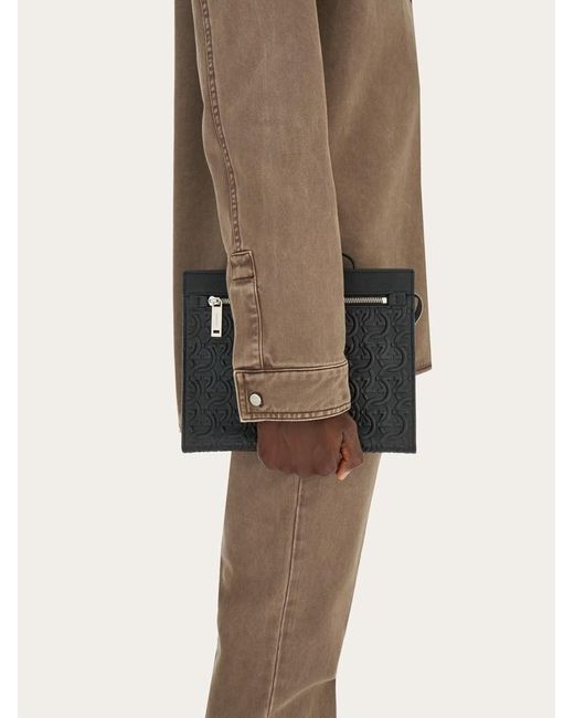 Ferragamo Black Gancini Clutch for men