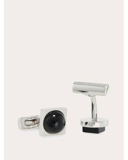 Ferragamo Black Semi Precious Stone Cufflinks for men