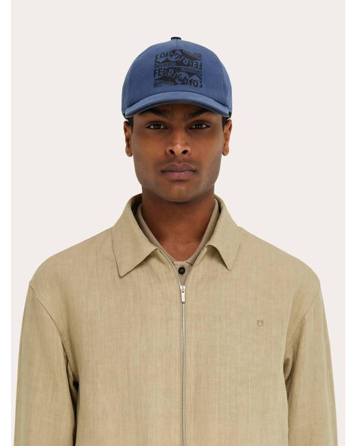 Ferragamo Blue Macro Logo Baseball Cap for men