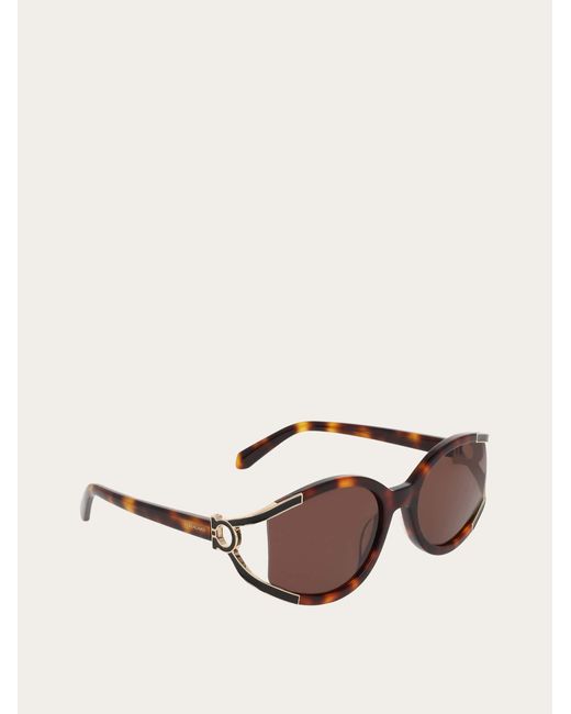 Ferragamo Natural Oval Frame Sunglasses