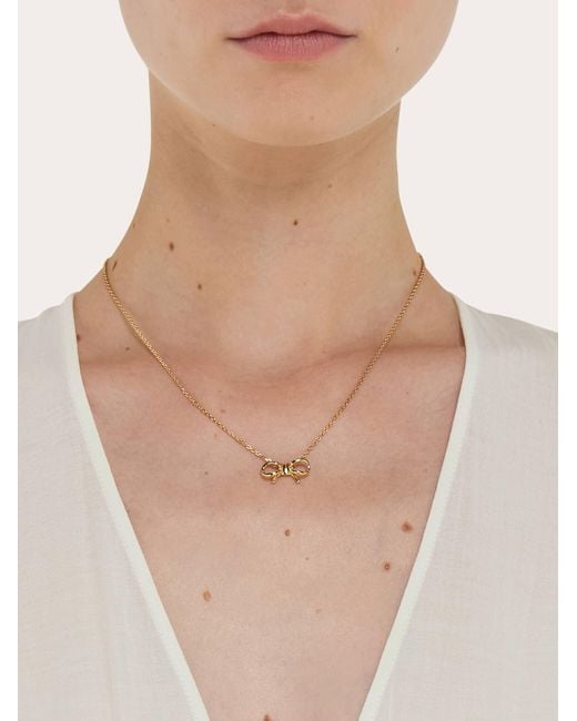 Ferragamo Natural Necklace With Bow Pendant