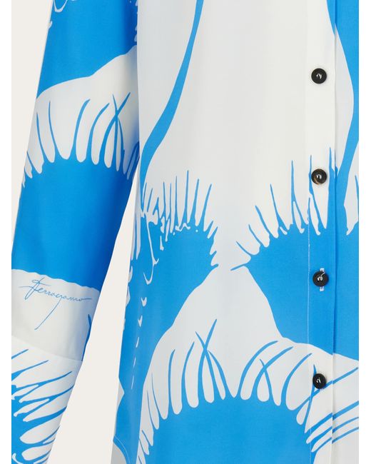 Camisa de seda con estampado Venus Ferragamo de color Blue
