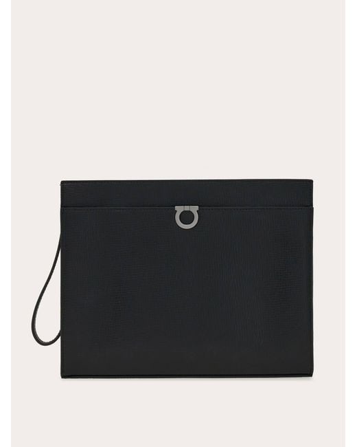Ferragamo Black Gancini Pouch for men