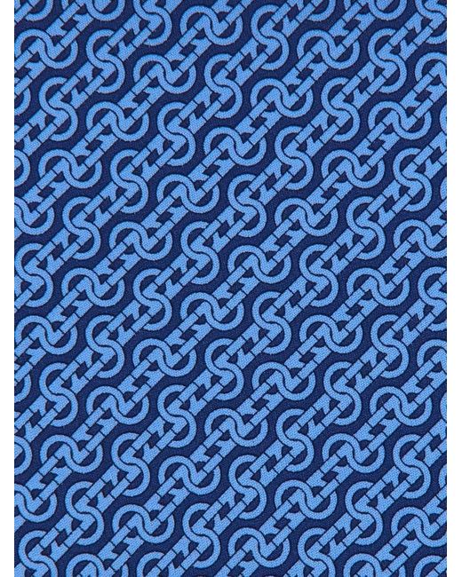 Ferragamo Blue Woven Print Silk Tie for men