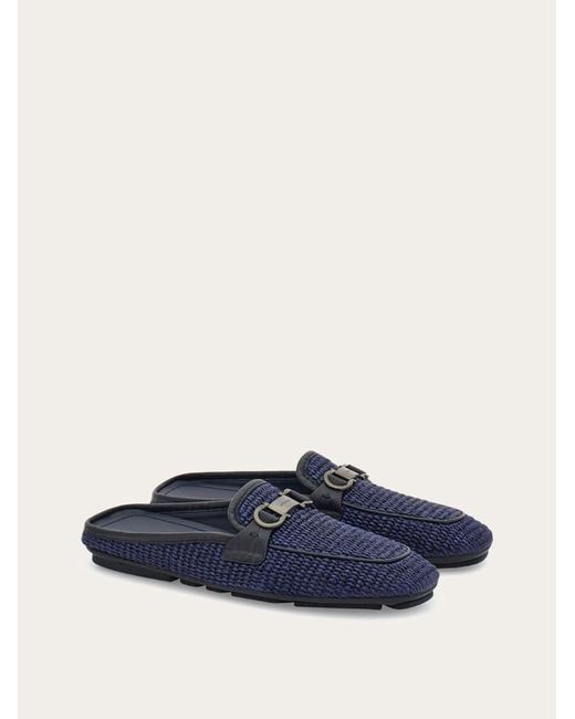 Ferragamo Blue Gancini Ornament Mule .5 for men