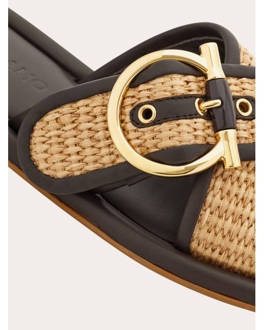 Ferragamo Multicolor Double Strap Gancini Ornament Slide