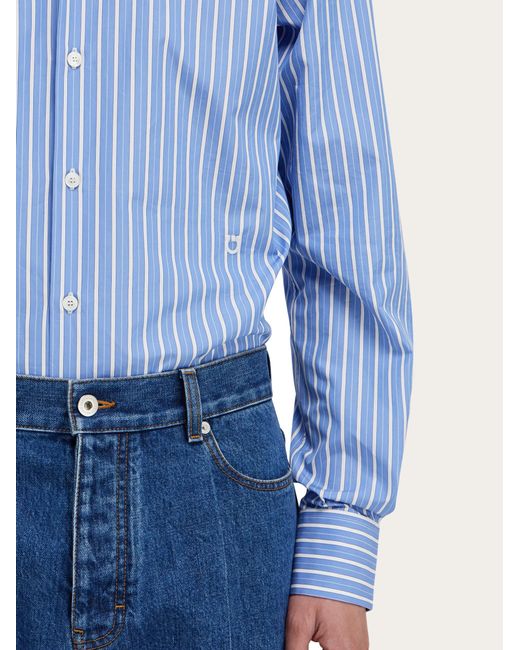 Ferragamo Blue Poplin Shirt for men