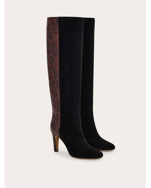 Ferragamo Black Knee High Boot
